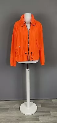 Buy Rising Size M L Ladies Neon Orange High Neck Jacket Hooded Festival Crop Bomber • 12.95£