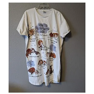 Buy VTG How To Sleep With A Dog Long T Shirt Cotton Night Shirt Sz. XL • 24.02£