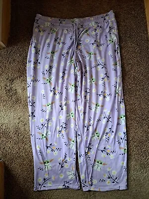 Buy Womens Purple Grogu Baby Yoda Mandalorian Floral Pajamas Sleep Pants XXL • 17.05£