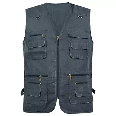 Buy Mens Multi Pocket Waistcoat Safari Vest Hiking Fishing Gillet Jacket Body Warmer • 13.99£