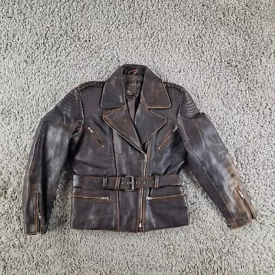 Buy Bomber Jacket Mens Medium 40 Brown Leather Biker Style R17-16 • 49.99£