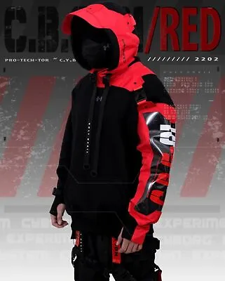 Buy Men's Techwear Red Jacket Rugged Fleece Pullover Hoodie Holygrail C.B.G-01/RED • 245.87£