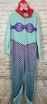 Buy NEW Disney Ariel Little Mermaid Hooded Pajamas/Costume Womens Large One Piece • 19.17£