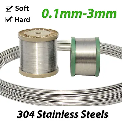 Buy 304 Stainless Steel Wire Soft / Hard Wire Craft Jewellery Florist Wire Rustproof • 2.39£