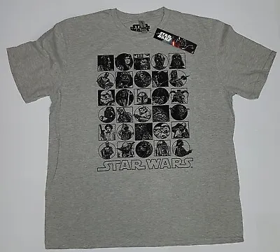Buy Star Wars Line Art Icons 100% Official Grey T-shirt • 16.99£