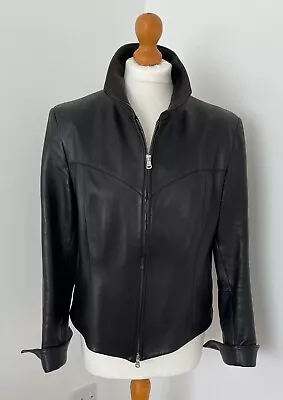 Buy SAX Women’s Italian Black Soft Leather Jacket Florence Worn Once Size 12/14 • 65£