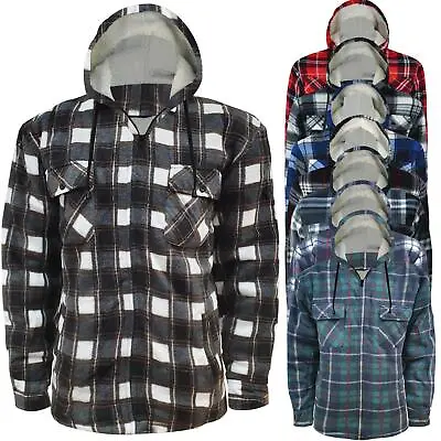 Buy Mens Lumberjack Sherpa Fur Fleece Lined Hoodie Jacket Hooded Work Padded Shirt • 18.99£