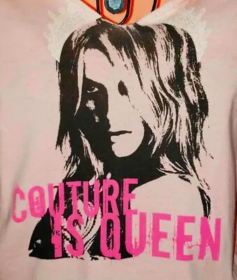Buy Vintage Juicy Couture Pink Couture Is Queen Hoodie Dress Shirt Top Y2K Sz Large • 61.42£