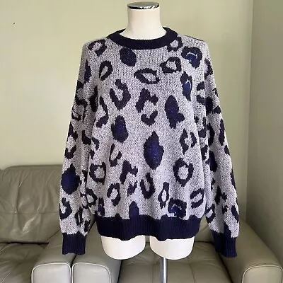 Buy Anine Bing Raigh Mohair Knit Sweater In Leopard Soft Cozy Sz SMALL Blue Grey • 151.28£