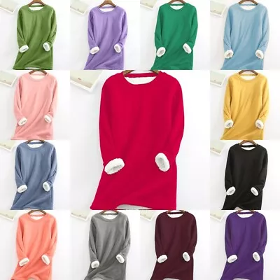 Buy Women Winter Thick T Shirt Long Sleeve Warm Thermal Fleece Lined Plus Top Tank • 13.95£