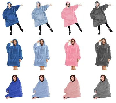 Buy Oversized Thermal Throw Sherpa Sweatshirt Hoodie Warm Cosy Blanket Soft Wearable • 13.99£
