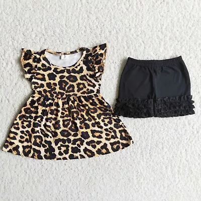 Buy Summer Baby Toddler Girls Leopard Tunic Top Black Icing Shorts Set • 15.40£