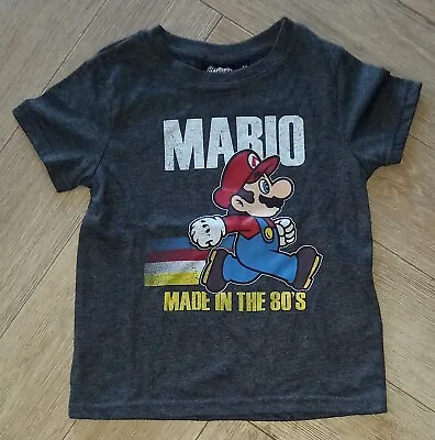 Buy NEW CHILDRENS SUPER MARIO MADE IN THE 80's GREY T-SHIRT SIZE 4A 98-107 3-4 YRS • 3.99£