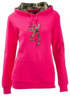 Buy Browning Buckmark Hot Pink Hoodie - Mossy Oak Camo Sweatshirt Ladies Fuchsia • 38.52£