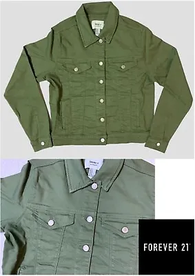 Buy Forever Women's Khaki Green Denim Jacket • 12.99£