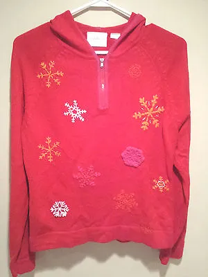 Buy Vintage Tacky Ugly Christmas Sweater - Medium Red Liz Claiborne Jumper !!! • 5.73£
