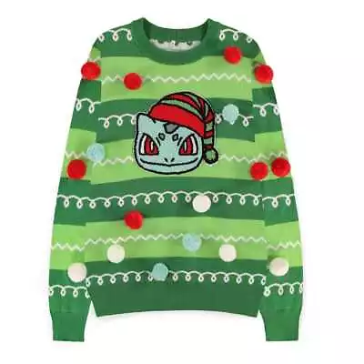 Buy Pokemon Sweatshirt Christmas Jumper Bulbasaur Size L • 66.04£