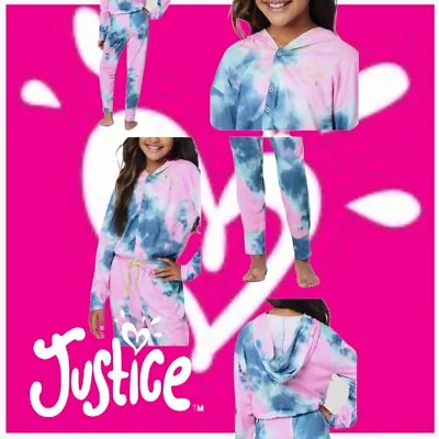 Buy Justice Tie Dye Jumpsuit Ombre Hoodie Pajamas Sleeper Loungewear Fall Size 7 • 14.41£