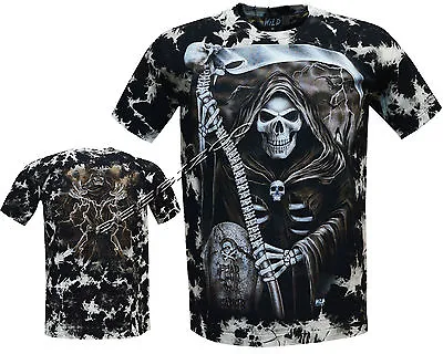 Buy The Grim Reaper Glow In The Dark Skull Axe Tye Dye T- Shirt M - XL • 11.95£