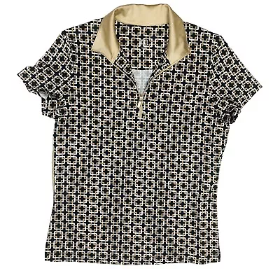 Buy Tail Activewear Rare-Gold Black Cathedral  Geometric Print 3/4 Zip Shirt Top S • 33.52£