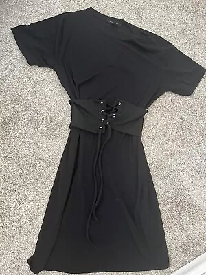 Buy Primark Atmosphere Black Corset Belted T-shirt Dress Size 10 • 2.99£