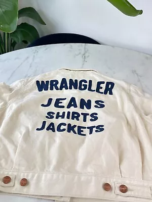 Buy Wrangler - Women's Cream Western Denim Jean Jacket With Back Embroidery - Small • 75£
