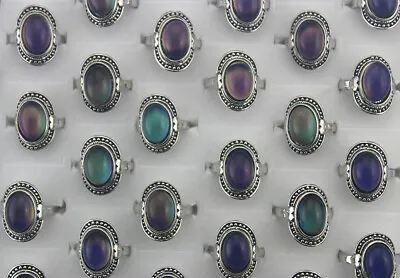Buy Women Jewelry Wholesale Job Lots 50pcs Newest Fashion Change Color Mood Ring • 26.39£