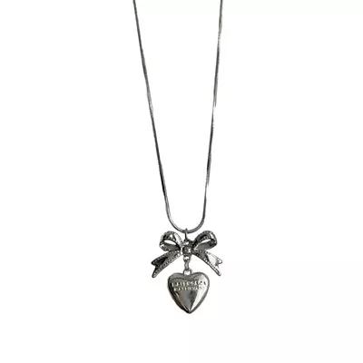 Buy Style Heart Necklace Gothic Style Bowknot Pendant Neck Chain Jewelry Charm • 6.59£