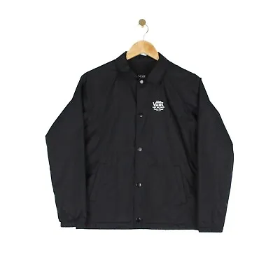 Buy Vans Bomber Jacket Black Raglan Sleeve Snap Closure Lined Pockets Youth Size M • 16.99£