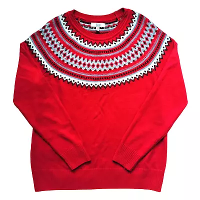 Buy G.H. Bass & Co. Red Fair Isle Crew Neck Pullover Sweater • 30.19£