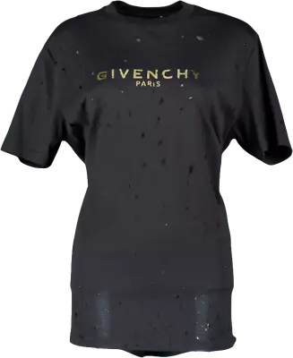 Buy GIvenchy Black / Metallic Gold Destroy Masculine Cut T-shirt UK XS • 155£