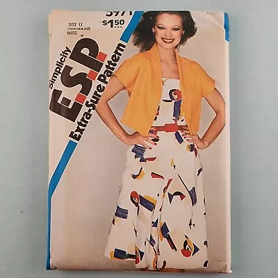 Buy Simplicity ESP 5971 Vintage Sewing Pattern Miss Sundress Unlined Bolero Jacket • 12.31£