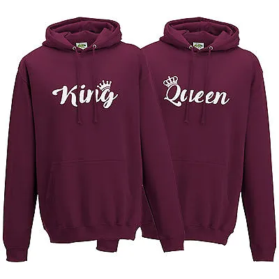 Buy King Queen Crown Hoodie - His & Hers Matching Couple Romantic Unisex Hoody Top • 23.81£