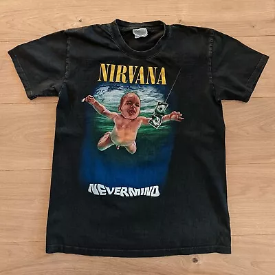 Buy Nirvana Bootleg Retro/Vintage Nevermind Band T-shirt Rare Black M/L Measurements • 24.99£