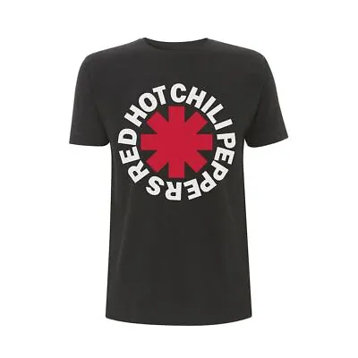 Buy Red Hot Chili Peppers Red Asterisk Black Crew Neck T-Shirt • 10£