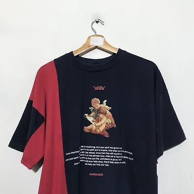 Buy Vintage 90s Navy & Red Cherub Angel Graphic T Shirt - Medium • 20£