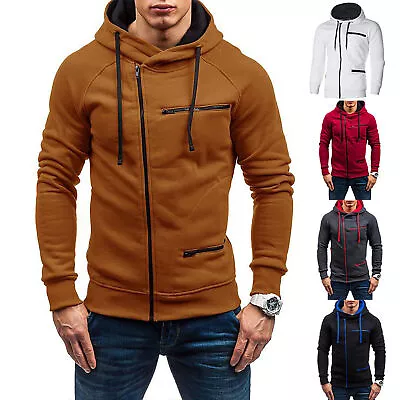 Buy Mens Full Zip Up Hoodie Athletic Fleece Hooded Zipped Pockets Casual Sweatshirt • 21.49£