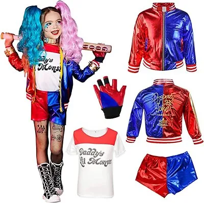 Buy Kids HarleyQuinn Costume Suicide Squad Film Harlequin Fancy Dress CarnivalOutfit • 13.23£