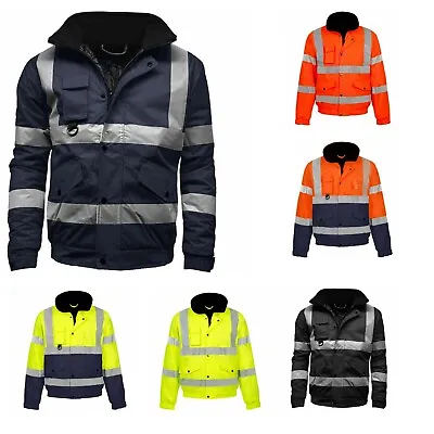 Buy Hi Viz Vis Visibility Safety Bomber Jacket Coat Contractor Highway Waterproof • 26.99£