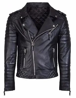 Buy Men's Diamond Quilted Kay Michael Soft Leather Black Slim Fit Biker Jacket- BNWT • 24£