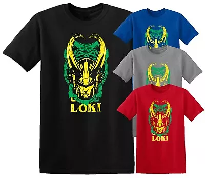 Buy Loki Helmet T Shirt Superhero Star Tom Hiddleston T-Shirt Kids Adults Women Men • 9.99£