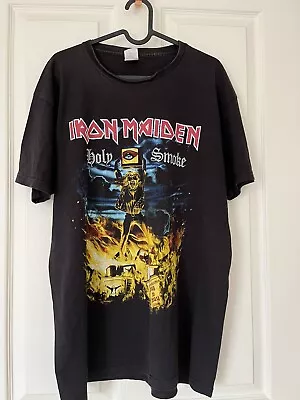 Buy Iron Maiden Official Holy Smoke T-shirt Back Large Small Hole To The Back • 8.99£