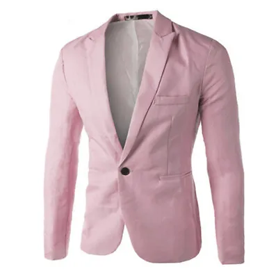 Buy Men One Button Blazer Slim Fit Formal Business Suit Jacket Casual Tops Coat • 17.89£