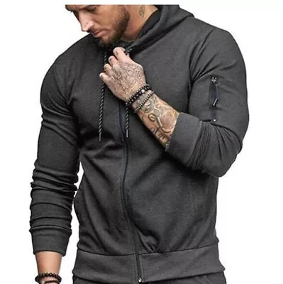 Buy Mens Fleece Hoodie Zip Up Hooded Jacket Coat Sweatshirt Work Wear Dark Grey 3XL • 6£