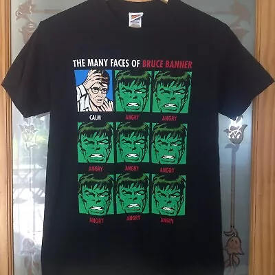 Buy New Official Marvel The Hulk The Many Faces Of Bruce Banner T-Shirt Size Small  • 9.99£