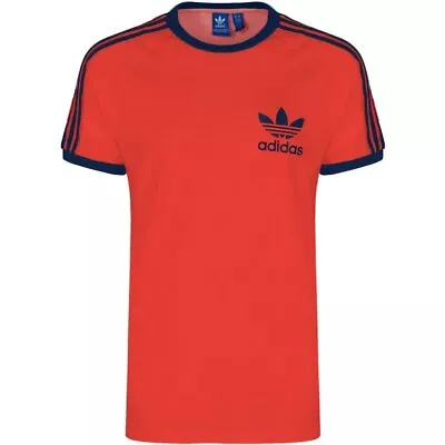 Buy Adidas Men's T-Shirt Raglan Retro Crew Neck Short Sleeve 100% Cotton_ Red • 19.99£