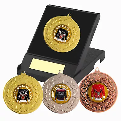 Buy Christmas Jumper Medal In Box Free Engraving, Christmas Medal Award, Trophy • 5.75£