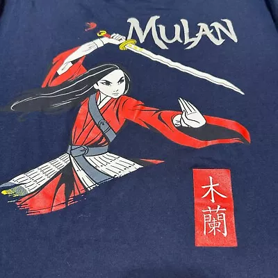 Buy Disney Mulan Shirt Womens Large Blue Cotton Graphic Print Short Sleeve Casual • 14.20£