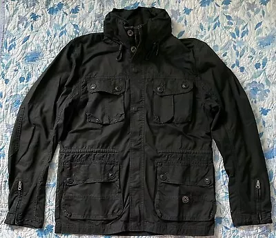 Buy Duck & Cover Military Biker Style Jacket - Garment Dyed Nearly Black Size L • 24.99£
