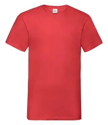 Buy Fruit Of The Loom Men's Valueweight V Neck T-Shirt Plain T Cotton Casual Tee TOP • 5.87£